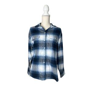 Old Navy Blue Plaid Flannel Size M